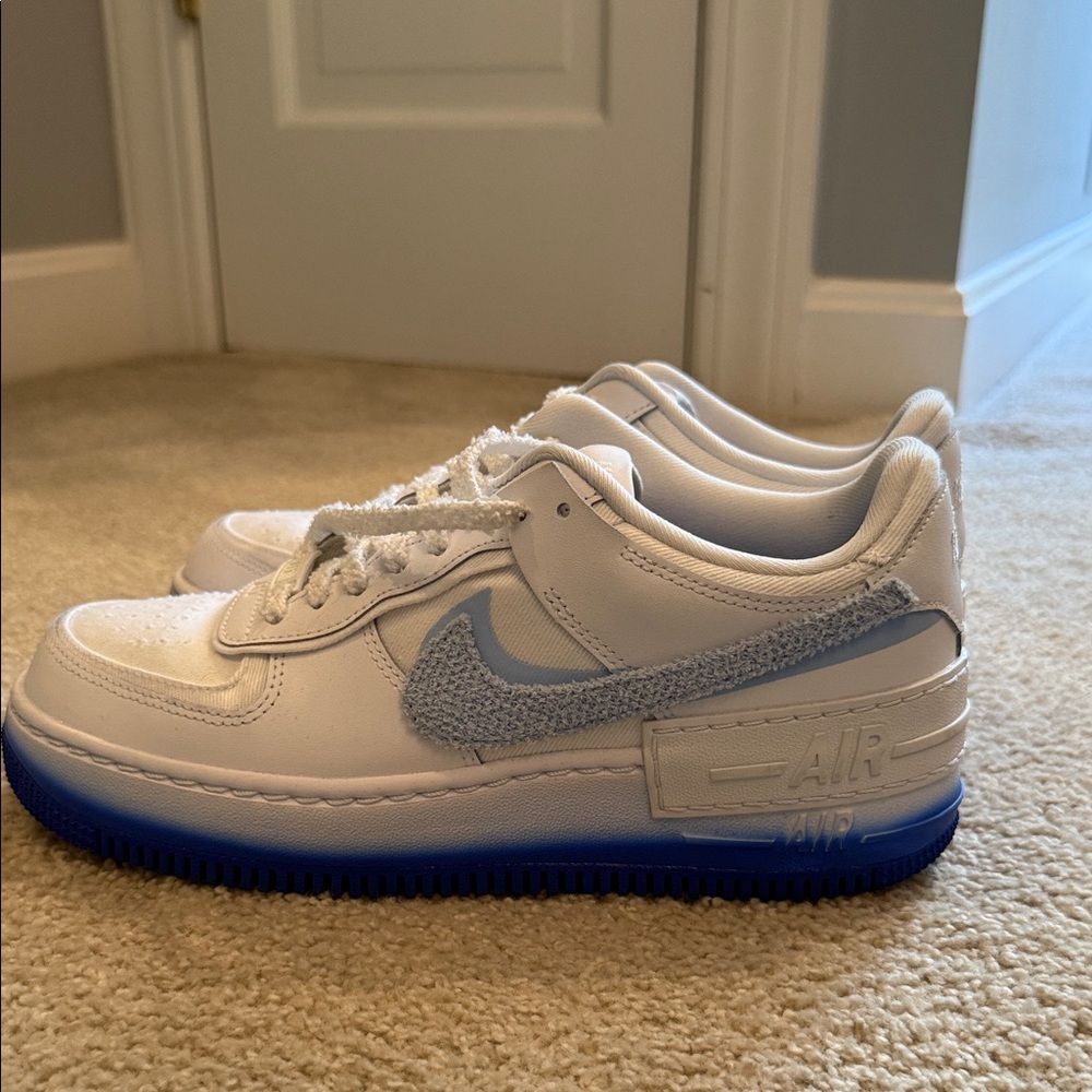 Nike White/Blue Platform AF1